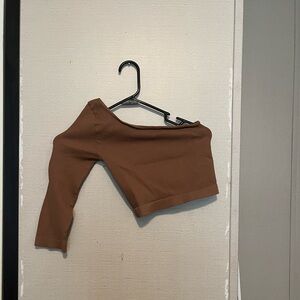 brown one sleeve shirt